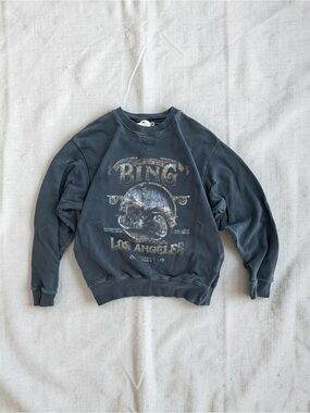 Anine Bing Black Faded Ramona Cotton Crewneck